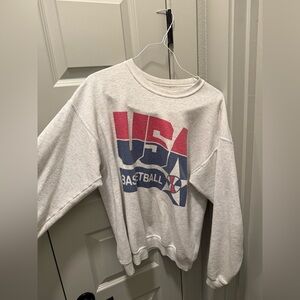 Gildan White USA Baseball Sweatshirt